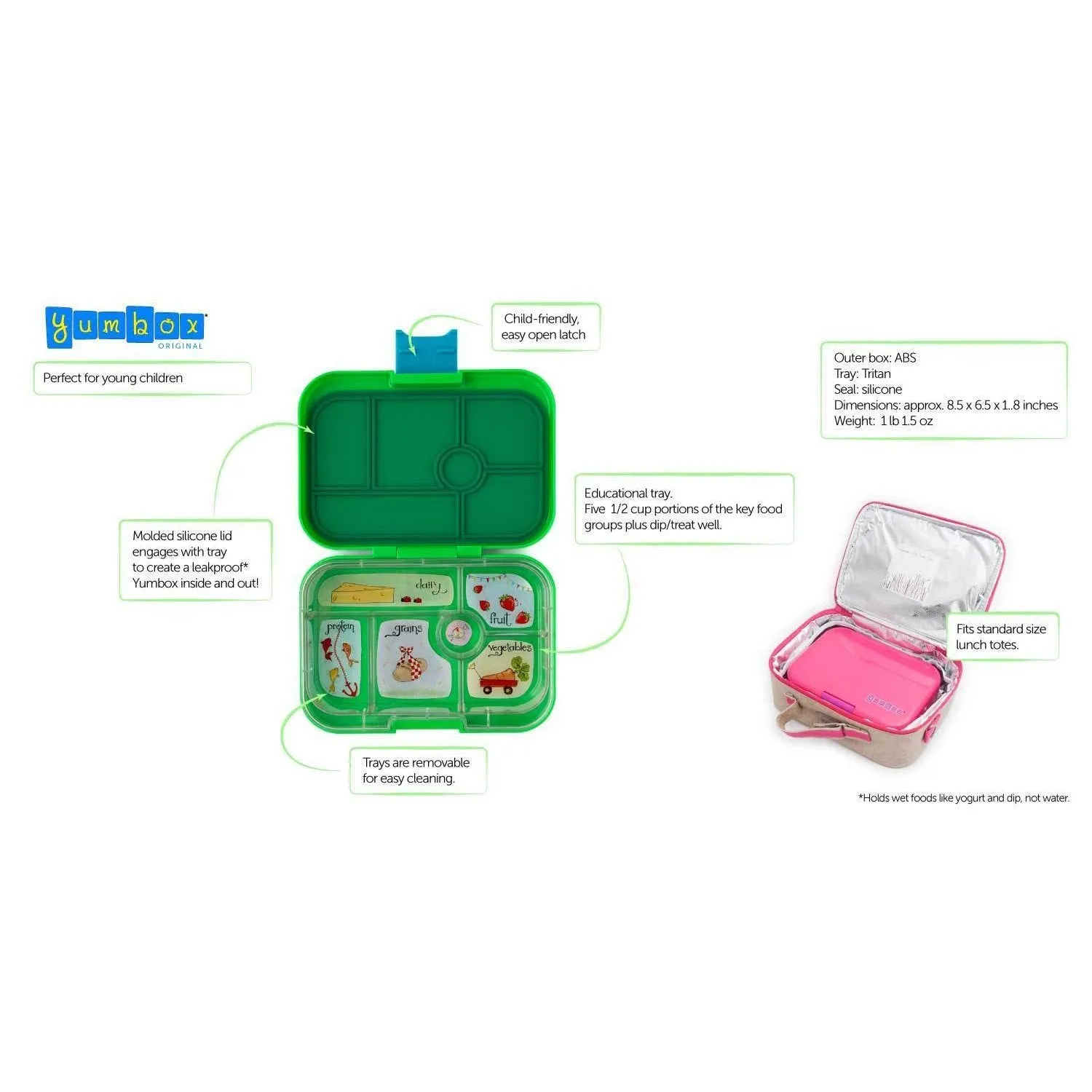 Yumbox Original Misty Aqua 6 Compartment Lunch Box