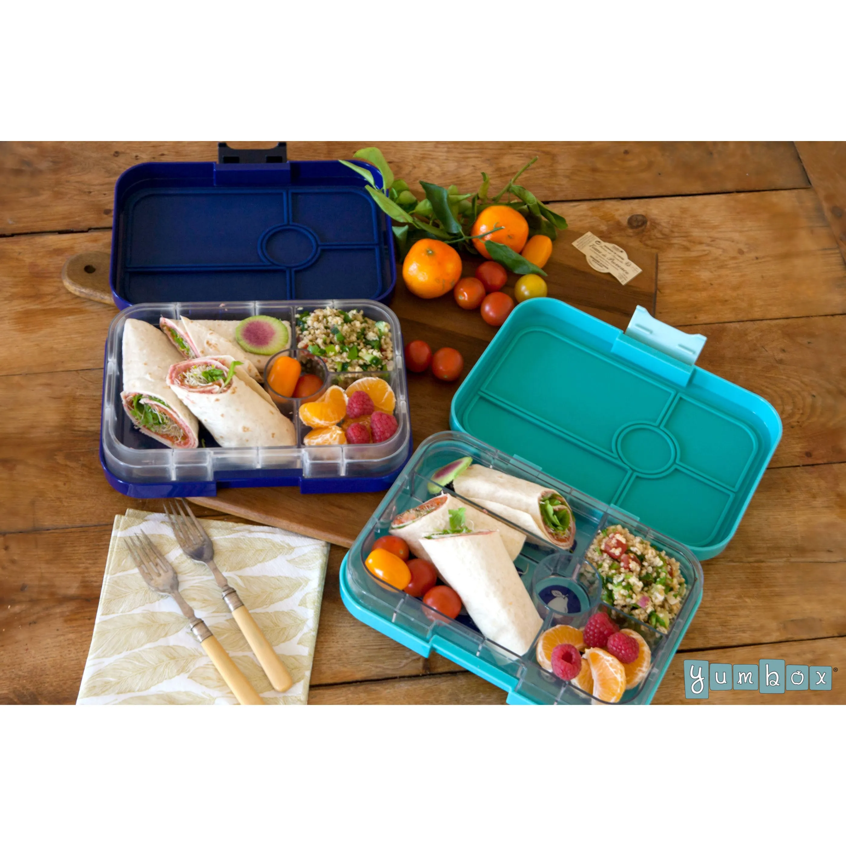 Yumbox Tapas Antibes Blue Flamingo 4 Compartment Lunch Box